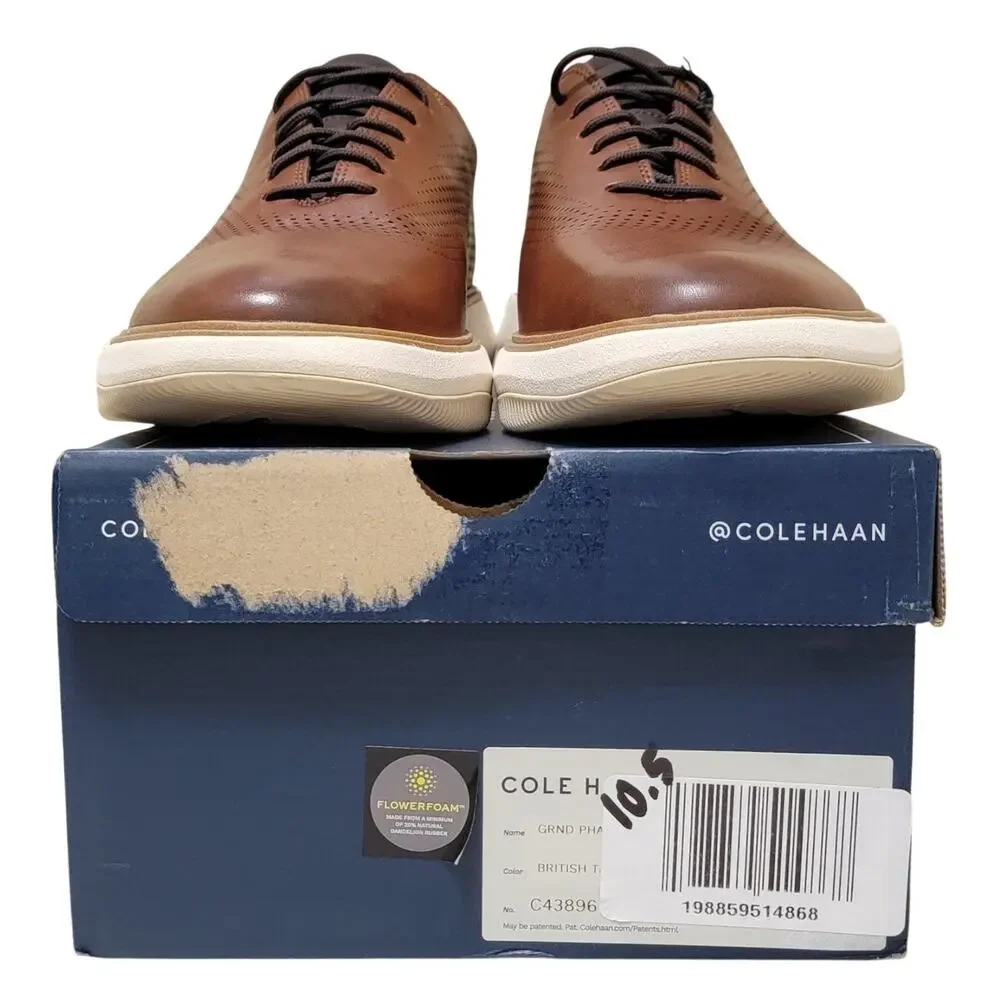 Cole Haan Men Grand Phaze Laser Quick-On Oxfords Size US 10.5M British Tan